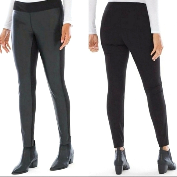 SOMA Smoothing Faux Leather Ponte Leggings - Picture 1 of 10